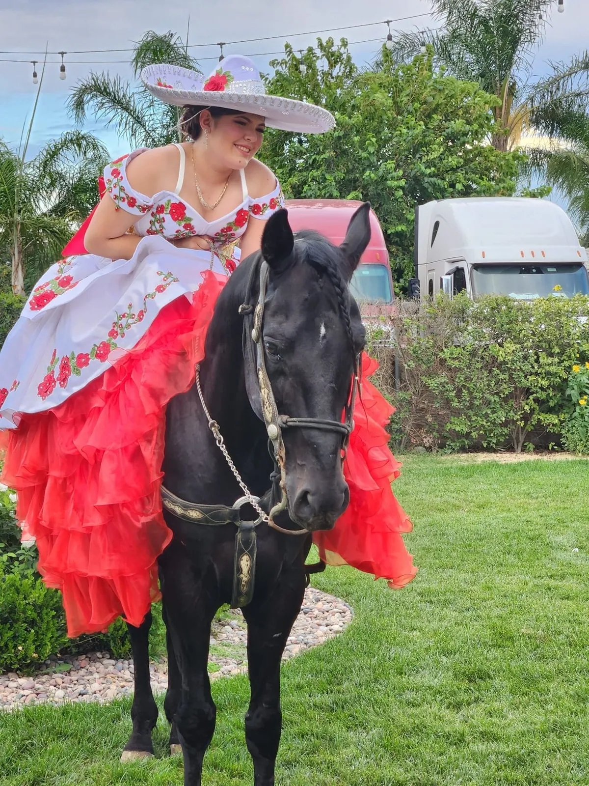 Charro horse presentation — Rancho Lagunas outdoor ranch event venue in Bloomington, California