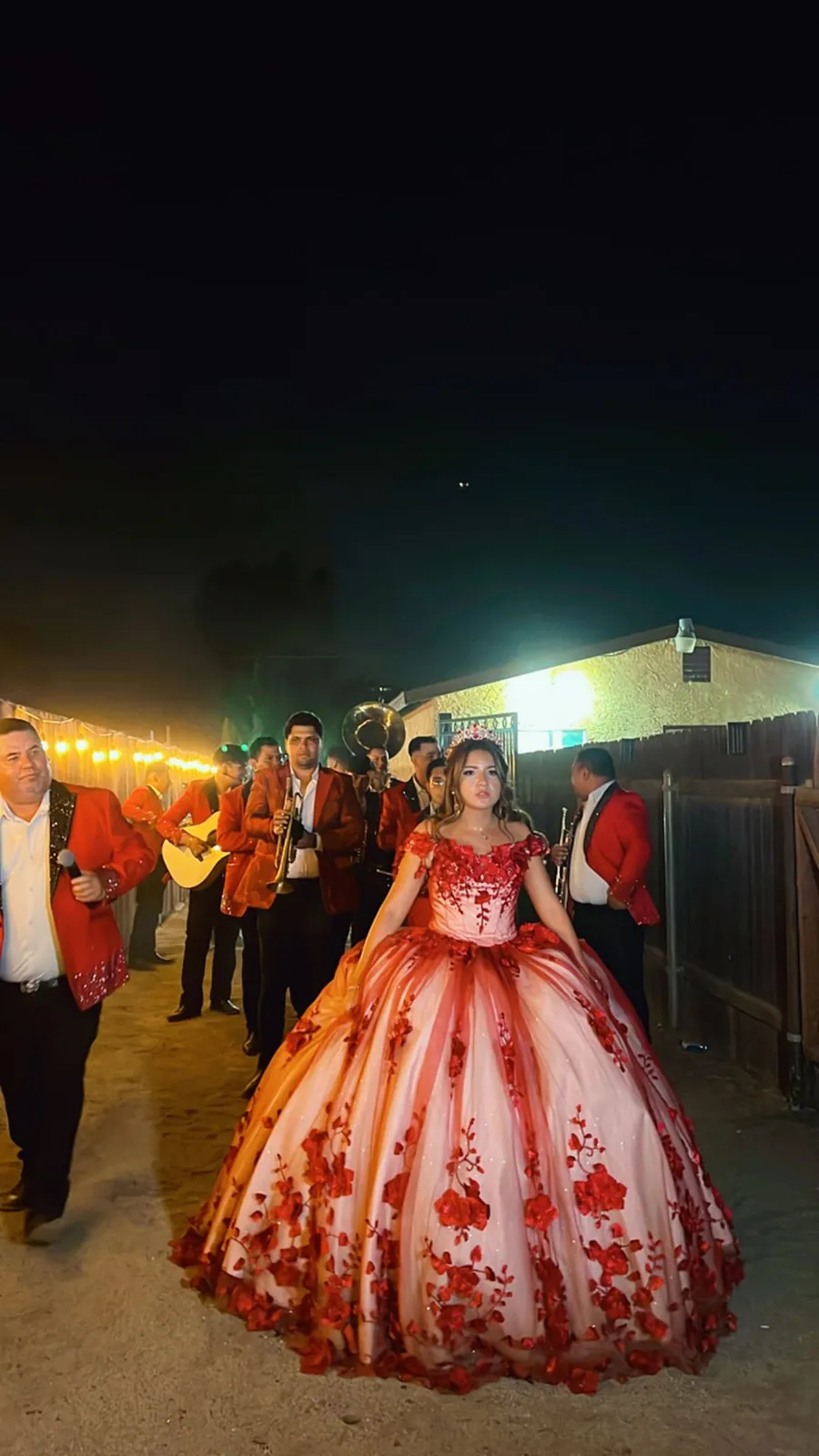 Evening quinceañera celebration — Rancho Lagunas outdoor ranch event venue in Bloomington, California