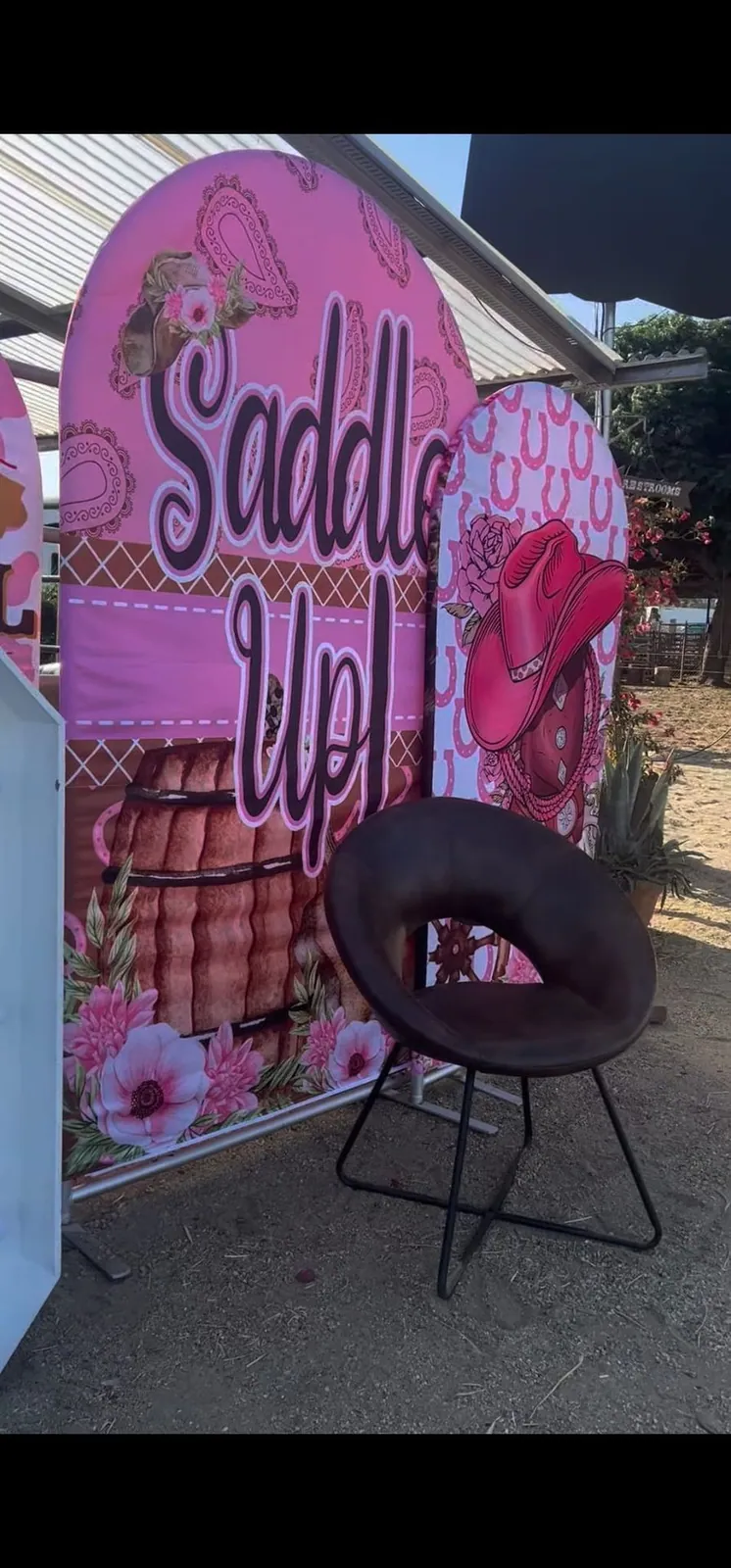 Western themed celebration backdrop — Rancho Lagunas outdoor ranch event venue in Bloomington, California